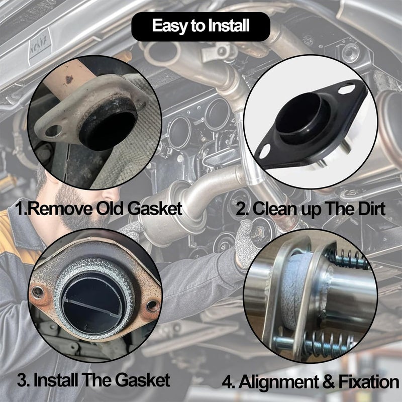 3DSKY ID 1.9in/48mm Car Exhaust Manifold Gasket, 2Pcs Exhaust Muffler Flange Gasket, Automotive Graphite Muffler Connector Replacement for Most 1-7/8 inch OD Car Pipes - Image 3
